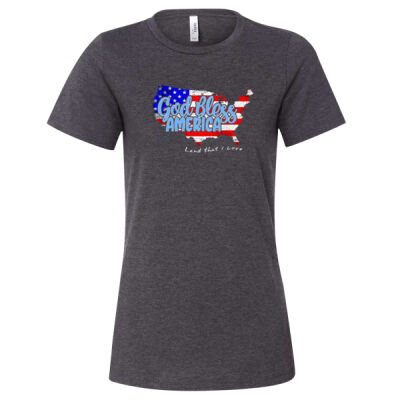 God Bless America  - Women’s Relaxed Fit Heather CVC Tee Thumbnail
