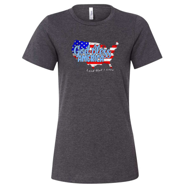God Bless America  - Women’s Relaxed Fit Heather CVC Tee Thumbnail